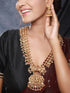 Gold Mango Pearl Drops Temple Lakshmi Devi Haram Necklace Jewellery Set