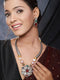 Silver Toned Multicoloured Kundan Designer Hasli Pendant Jewellery Set