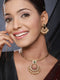 22k Gold Plated Red Kemp Chandbali Chain Necklace Jewellery Set