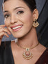 22k Gold Plated Red Kemp Chandbali Chain Necklace Jewellery Set