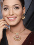 22k Gold Plated Red Kemp Chandbali Chain Necklace Jewellery Set