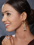 Gold plated Red Green AD Pearl Lightweight Jhumka Earrings