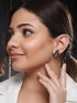 White Rhodium Blue AD Studded Minimal Studs Earrings