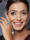 Black Gold Plated AD Kundan Peacock Finger Ring