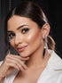 Silver Plated Blue AD Studded Drop statement Earrings