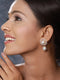 Gold Toned Ad & Pearl Beaded Floral Designer Studds Earrings