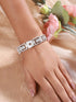 Silver Toned CZ Studded Luxe Trendy Bangle Kada Bracelet