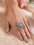Silver Plated Aqua Blue AD Designer Adjustable Engagement Finger Ring