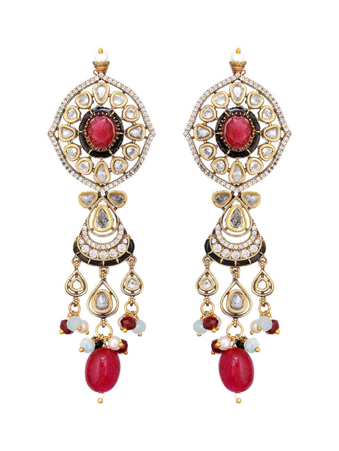 Gold Plated Kundan Studded Multicoloured Bridal Designer Choker Necklace Jewellery set