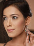 Silver Toned Red & Green AD Minimal Chandbali Earring