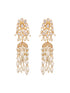 24K Gold Plated Kundan Studded Pearl Beaded Dropdown Minimal Lightweight Earring