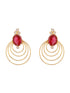 24K Gold Plated Red Ruby Circular Minimal Chunky Chandbali Luxe Studds Earrings