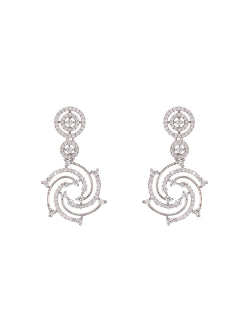 Silver Plated Zircon Studded Quirky Luxe Dropdown Earrings