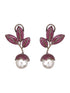 Silver Plated Red AD & Pearl Studded Luxe Designer Floral Designer Earrings
