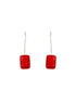 Silver Toned Oxidised Ruby Red Solitaire Minimal Fish Hook Earrings
