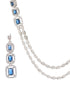 Silver Plated Blue Zircon Studded Double Lined Bridal Designer Jewellery set
