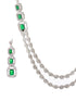 Silver Plated Green Zircon Studded Double 2 Lined Bridal Luxe Jewellery set
