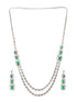 Silver Plated Green Zircon Studded Double 2 Lined Bridal Luxe Jewellery set