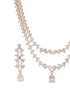 Gold Plated Zircon Studded Double Lined Pear Shaped Solitaire Bridal Necklace jewellery Set