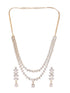 Gold Plated Zircon Studded Double Lined Pear Shaped Solitaire Bridal Necklace jewellery Set