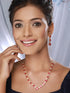 Gold Toned Red Ruby Minimal Necklace jewellery Set
