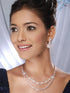 Silver Toned CZ Studded 2 line Floral Jewellery Set