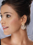 Gold Toned Zircon Studded Pearl Beaded Chandbali Drop Earrings