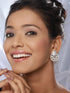 Silver Toned CZ & Pearl Beaded Designer studds Earrings