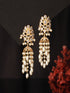 24K Gold Plated Kundan Studded Pearl Beaded Dropdown Minimal Lightweight Earring