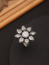Silver Oxidised White Stones Studded Adjustable Finger Ring