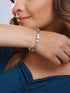 Silver plated White Zircon Studded Minimal Kada Bracelet