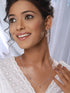 Silver Toned Pink AD Studded Minimal Necklace Chandbali Jewellery Set