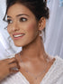 Silver Toned Pink AD Studded Minimal Necklace Chandbali Jewellery Set