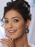 Black Enamelled Red AD studded Statement Drop Earrings