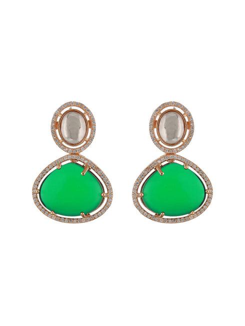 Gold Plated Emerald Green Kundan Studded Designer Luxe Bridal Jewellery Set