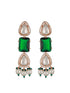 Gold Plated Emerald Green Ad & Original Kundan & Pearl Beaded Bridal Luxe Necklace Jewellery Set