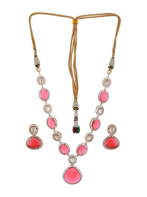 Gold Plated Ruby Red Original Kundan Studded Luxe Bridal Jewellery Set