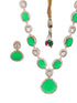 Gold Plated Emerald Green Kundan Studded Designer Luxe Bridal Jewellery Set