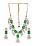 Gold Plated Emerald Green Ad & Original Kundan & Pearl Beaded Bridal Luxe Necklace Jewellery Set