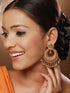 22K Gold Plated Red Kempo Lakshmiji Temple Chandbali Earrings