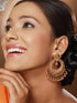 22K Gold Plated Red Kempo Lakshmiji Temple Chandbali Earrings