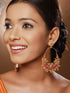 22k Gold Plated Multi Stone Studded & Beaded Temple Chandbali Earrings