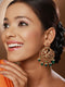 20K Gold Plated Red Stones Studded & Beaded Temple Chandbali Earrings