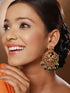20K Gold Plated Red Stones Studded & Beaded Temple Chandbali Earrings
