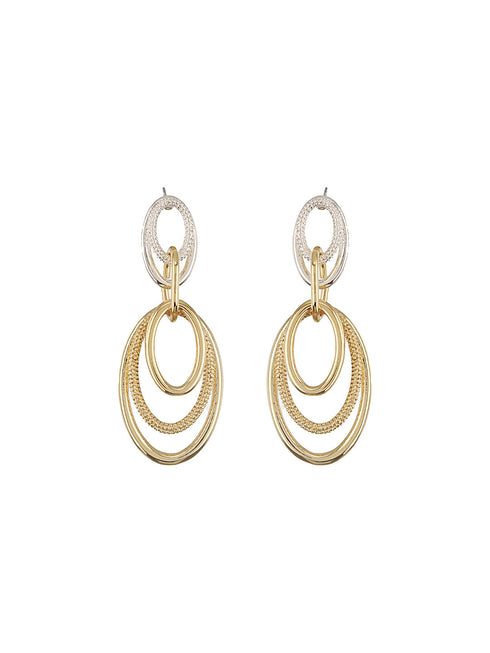 Anti-Tarnish Dual Plated Interlocking Hoop Chain Necklace Jewellery Set