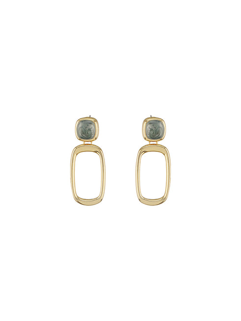 Anti-Tarnish Gold Plated Turquoise Enamelled Quirky Drop Earrings