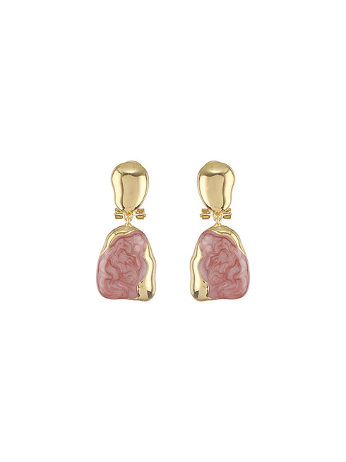 Anti-Tarnish Gold Plated Pink Enamelled Minimal Luxe Jewellery Set