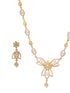 Gold Plated CZ Studded Floral Pendant Minimal Necklace Jewellery Set