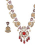 Dual Toned Silver Oxidised Maroon Pearl Beaded Floral Statement jewellery Set