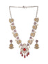 Dual Toned Silver Oxidised Maroon Pearl Beaded Floral Statement jewellery Set
